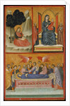 Saint John on Patmos, Madonna and Child Enthroned, and Death of the Virgin; The Crucifixion by Pacino di Bonaguida