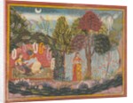 Krishna and Radha in a Bower: Page From a Dispersed Gita Govinda, ca. 1665 by Sahibdin