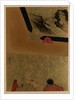 Three Men Looking at Framed Lacquer Drawing by Shibata Zeshin