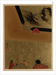 Three Men Looking at Framed Lacquer Drawing by Shibata Zeshin