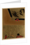 Three Men Looking at Framed Lacquer Drawing by Shibata Zeshin