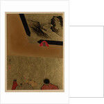 Three Men Looking at Framed Lacquer Drawing by Shibata Zeshin