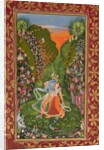 Radha and Krishna Walk in a Flowering Grove; Krishna Fluting by Kota Master