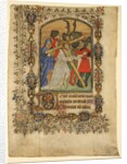 Manuscript Leaf from a Book of Hours… Illuminated Initial D and Christ Bearing the Cross, 1390-140 by Unknown