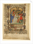 Manuscript Leaf from a Book of Hours… Illuminated Initial D and Christ Bearing the Cross, 1390-140 by Unknown