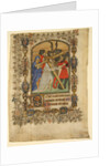 Manuscript Leaf from a Book of Hours… Illuminated Initial D and Christ Bearing the Cross, 1390-140 by Unknown