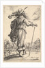 A gentleman, seen from behind, walking towards the right with a cane and wearing a plumed …, 1629 by Abraham Bosse