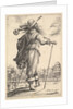 A gentleman, seen from behind, walking towards the right with a cane and wearing a plumed …, 1629 by Abraham Bosse