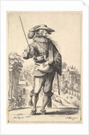 A gentleman with his head turned towards the right in profile, wearing a plumed hat and a …, 1629 by Abraham Bosse