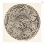 Arion on a Dolphin surrounded by a Border decorated with Sea Creatures, from a Set of…, 1580-1600 by Adriaen Collaert