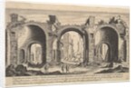 Plate 19: view of the Baths of Caracalla, indicating with inscribed letter 'A' the places …, 1606 by Aegidius Sadeler II