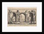 Plate 19: view of the Baths of Caracalla, indicating with inscribed letter 'A' the places …, 1606 by Aegidius Sadeler II