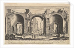 Plate 19: view of the Baths of Caracalla, indicating with inscribed letter 'A' the places …, 1606 by Aegidius Sadeler II