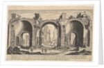 Plate 19: view of the Baths of Caracalla, indicating with inscribed letter 'A' the places …, 1606 by Aegidius Sadeler II