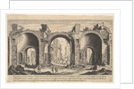 Plate 19: view of the Baths of Caracalla, indicating with inscribed letter 'A' the places …, 1606 by Aegidius Sadeler II