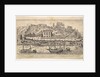 Plate 21: view from the west of ruins of the Aventine Hill, Rome, with boats on the river …, 1606 by Aegidius Sadeler II