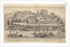 Plate 21: view from the west of ruins of the Aventine Hill, Rome, with boats on the river …, 1606 by Aegidius Sadeler II
