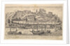 Plate 21: view from the west of ruins of the Aventine Hill, Rome, with boats on the river …, 1606 by Aegidius Sadeler II