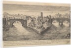 Plate 37: view of the church of San Bartolomeo all'Isola on Tiber Island, Rome, flanked by…, 1606 by Aegidius Sadeler II