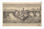 Plate 37: view of the church of San Bartolomeo all'Isola on Tiber Island, Rome, flanked by…, 1606 by Aegidius Sadeler II