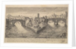 Plate 37: view of the church of San Bartolomeo all'Isola on Tiber Island, Rome, flanked by…, 1606 by Aegidius Sadeler II