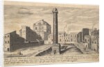 Plate 31: view of the column of Trajan, shown with its pedestal dug out from the earth, su…, 1606 by Aegidius Sadeler II