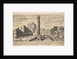 Plate 31: view of the column of Trajan, shown with its pedestal dug out from the earth, su…, 1606 by Aegidius Sadeler II