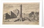 Plate 31: view of the column of Trajan, shown with its pedestal dug out from the earth, su…, 1606 by Aegidius Sadeler II