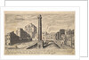 Plate 31: view of the column of Trajan, shown with its pedestal dug out from the earth, su…, 1606 by Aegidius Sadeler II