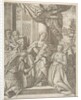 The mystic marriage of Saint Catherine who sits at center with the Christ child, angels wi…, 1585 by Agostino Carracci