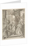 The mystic marriage of Saint Catherine who sits at center with the Christ child, angels wi…, 1585 by Agostino Carracci
