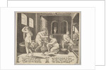 Plate 7: Psyche attended in her bath by nymphs, in the background right Psyche repr…, ca. 1520-36 by Agostino Veneziano