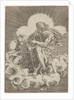 St. Matthew, seated on a cloud and dipping a quill into an inkwell held by an angel…, ca. 1518-20 by Agostino Veneziano
