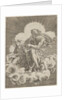 St. Matthew, seated on a cloud and dipping a quill into an inkwell held by an angel…, ca. 1518-20 by Agostino Veneziano