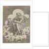 St. Matthew, seated on a cloud and dipping a quill into an inkwell held by an angel…, ca. 1518-20 by Agostino Veneziano