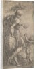Mars standing at the left leaning on a shield, Cupid at the right, ca. 1542-46 by Andrea Schiavone