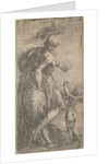 Mars standing at the left leaning on a shield, Cupid at the right, ca. 1542-46 by Andrea Schiavone