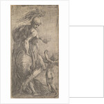 Mars standing at the left leaning on a shield, Cupid at the right, ca. 1542-46 by Andrea Schiavone