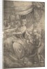 The Holy Family, an angel holding flowers approaching from the right, ca. 1550-53 by Andrea Schiavone