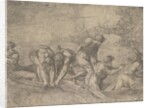 The miraculous draught of the fishes, Christ at the right accompanied by apostles in…, ca.1548-52 by Andrea Schiavone