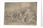 The miraculous draught of the fishes, Christ at the right accompanied by apostles in…, ca.1548-52 by Andrea Schiavone