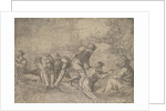 The miraculous draught of the fishes, Christ at the right accompanied by apostles in…, ca.1548-52 by Andrea Schiavone