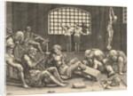 The Prison; a group of men in a dungeon bound in chains and shackles; to the right a figur… by Unknown