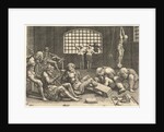The Prison; a group of men in a dungeon bound in chains and shackles; to the right a figur… by Unknown