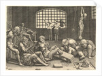 The Prison; a group of men in a dungeon bound in chains and shackles; to the right a figur… by Unknown