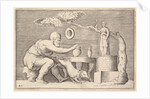 A Faun or Satyr Preparing a Pig for Sacrifice, published ca. 1599-1622 by Unknown
