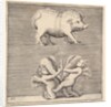 A Belted Pig and Two Cupids with a Butterfly, published ca. 1599-1622 by Unknown