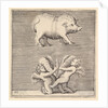 A Belted Pig and Two Cupids with a Butterfly, published ca. 1599-1622 by Unknown