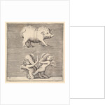 A Belted Pig and Two Cupids with a Butterfly, published ca. 1599-1622 by Unknown