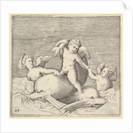 Three Cupids and Two Dolphins, published ca. 1599-1622 by Unknown